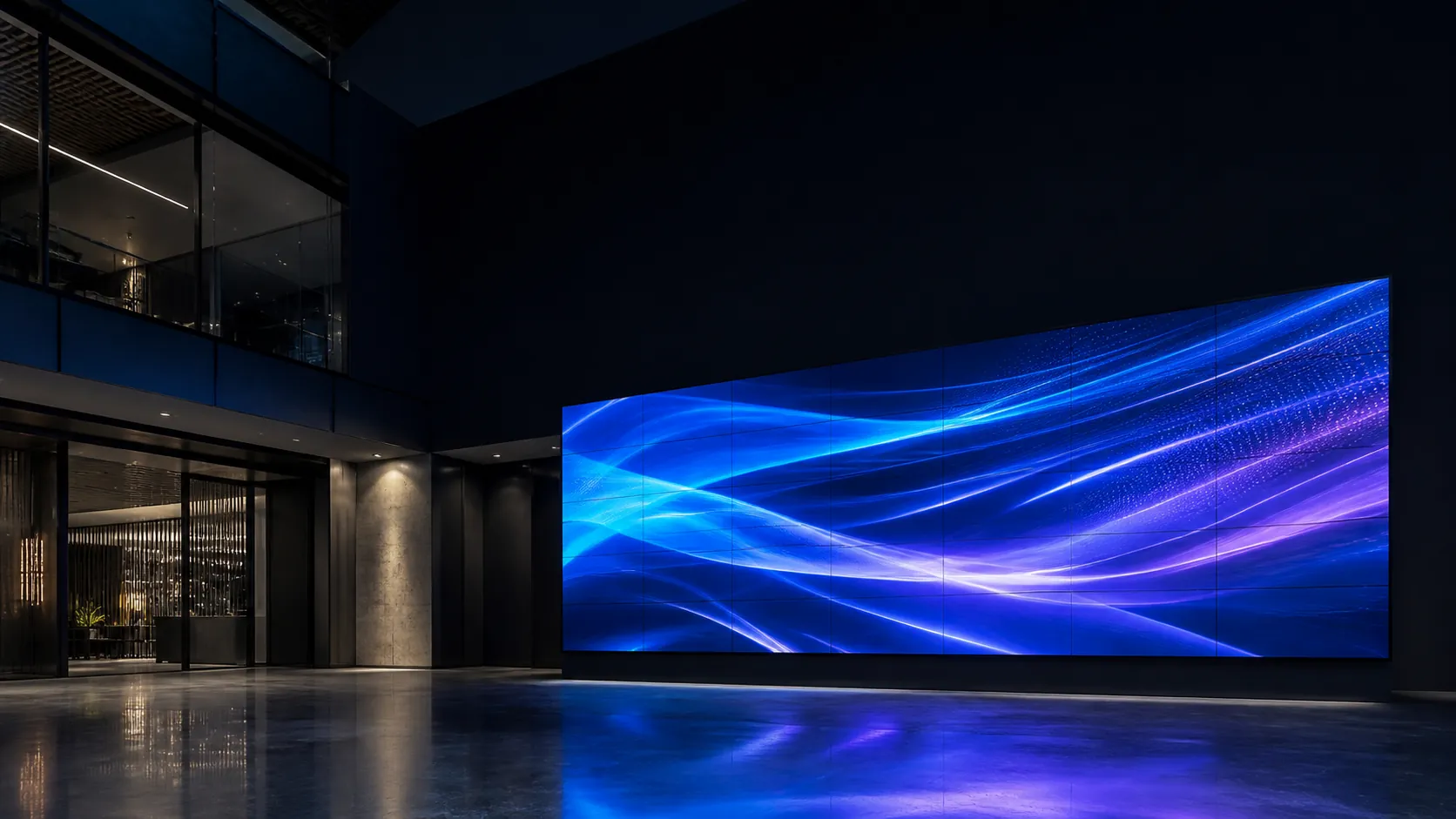 Painel de LED profissional integrado a um ambiente técnico